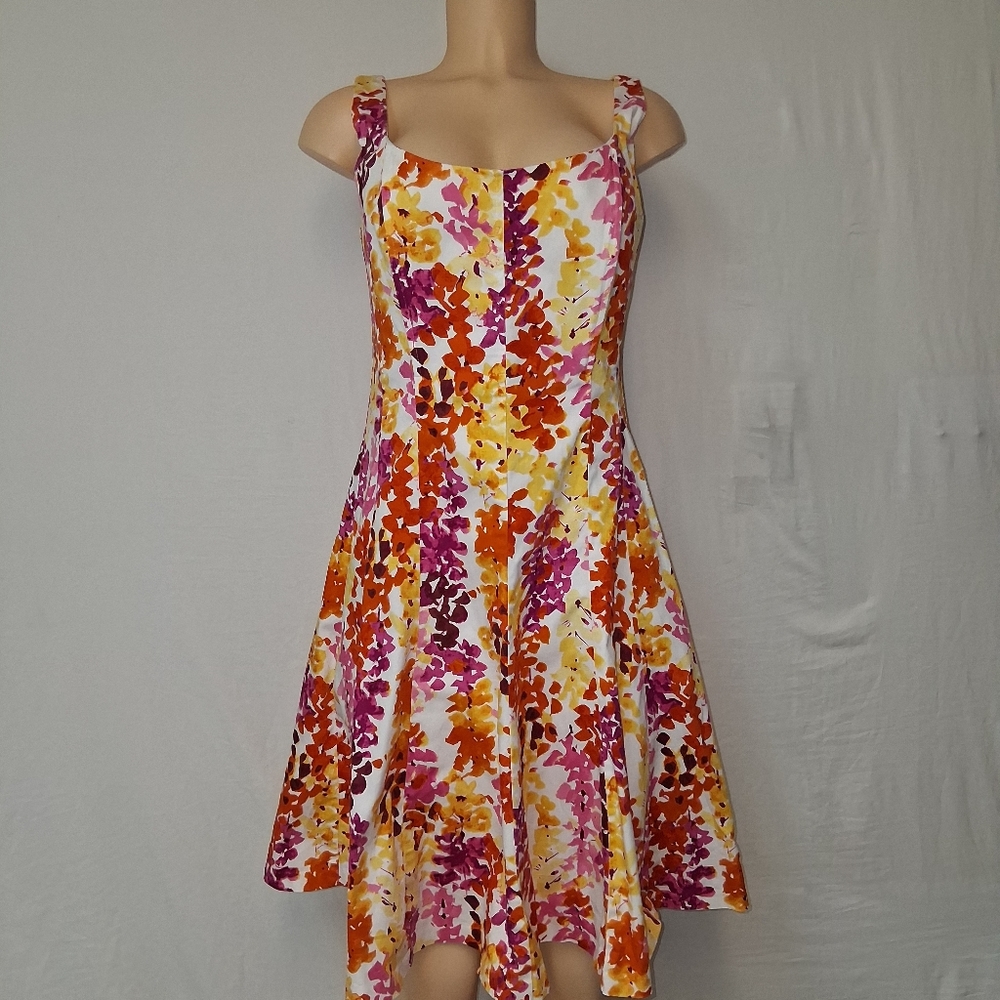 Jones Wear Multicolor Floral Midi Dress Sz 8 - Picture 16 of 17